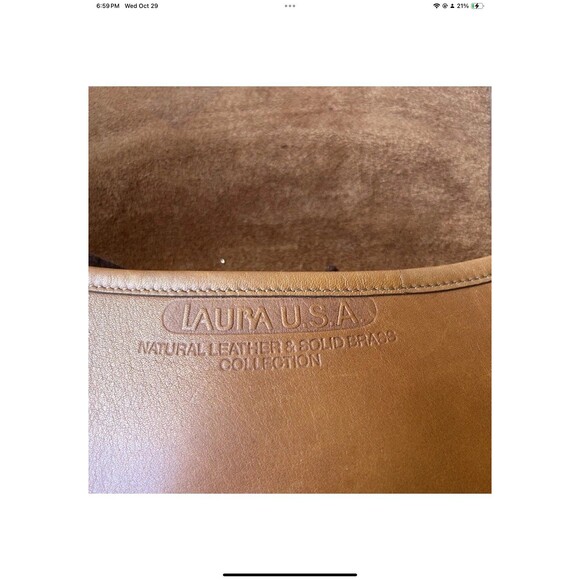 Laura USA Brown Leather Crossbody Handbag Purse Brass Turnlock Flap Bag VINT - Picture 6 of 12